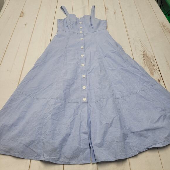 1901 blue button front tank midi dress vintage pinup - Picture 2 of 10